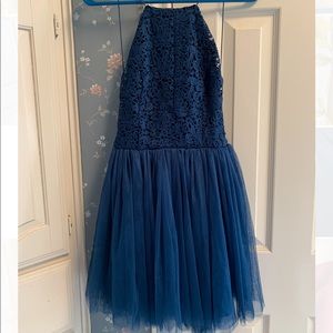 ASOS Design Blue Lace Top Tulle Mini Dress